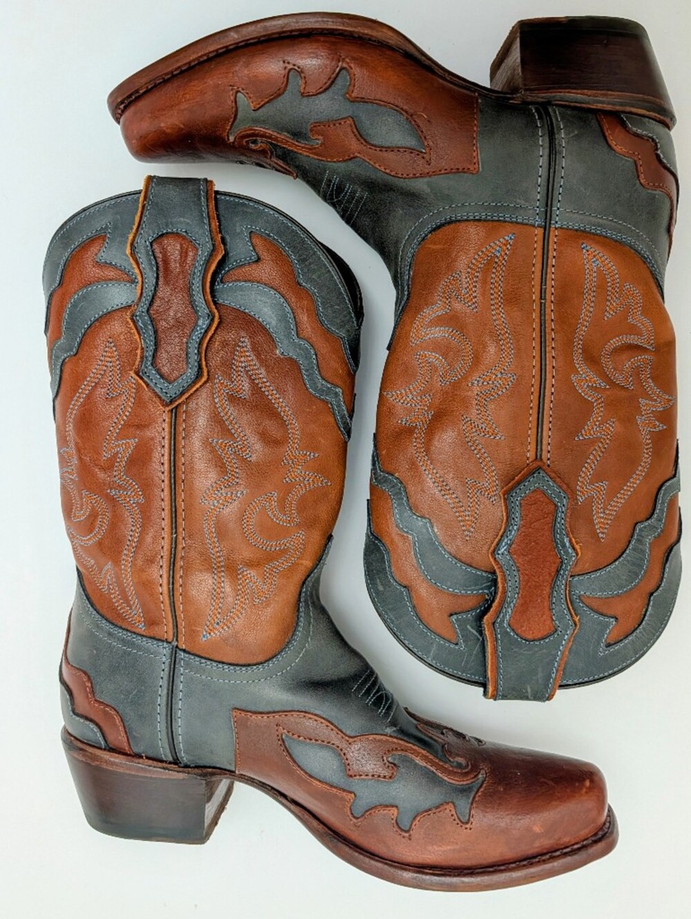 Leather Cowboy Boots Sonora Women's 8.5 Brown Wood Heel